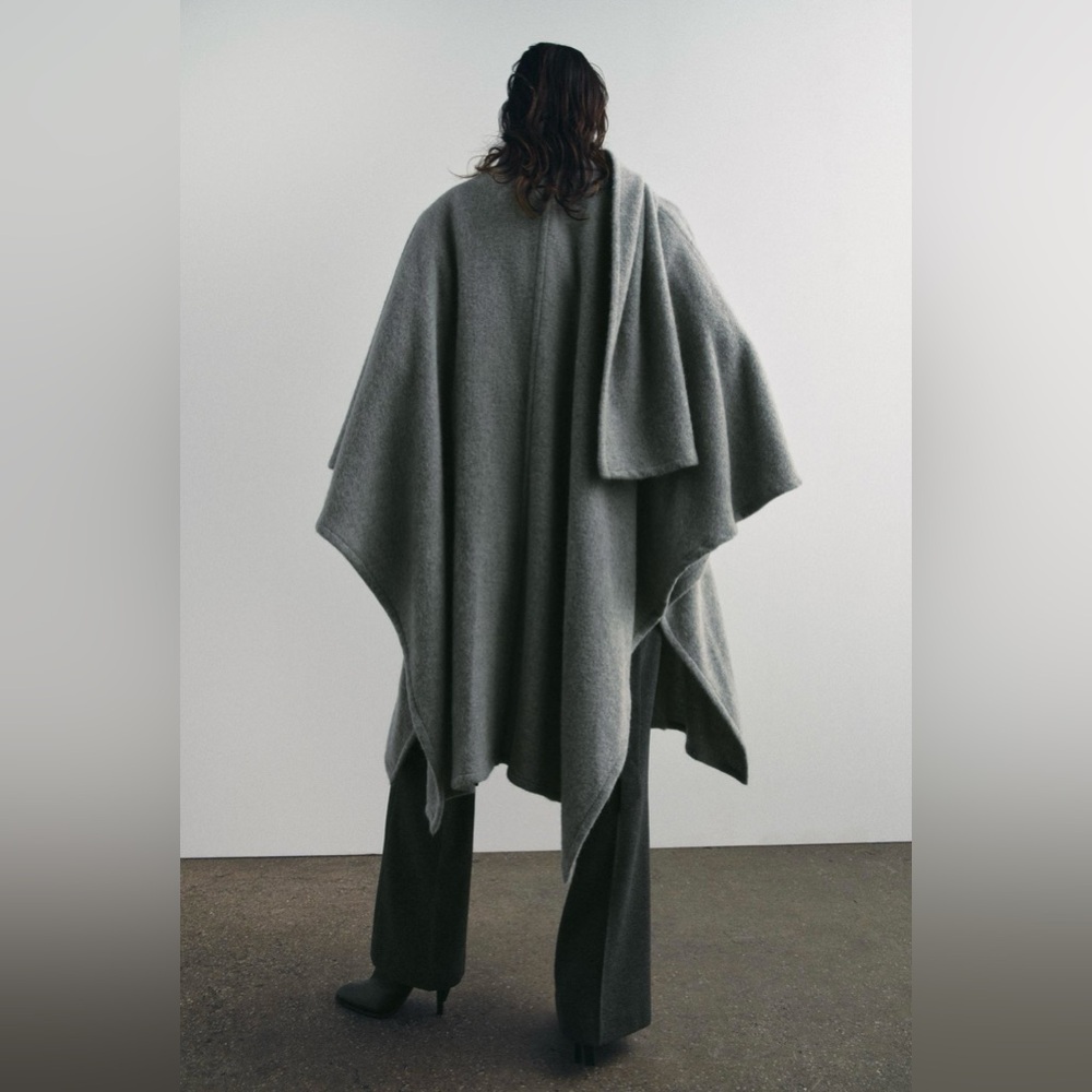 ZARA ALPACA BLEND CAPE COAT WITH SCARF ZW COLLECTION, size MEDIUM, NWT - Picture 6 of 13